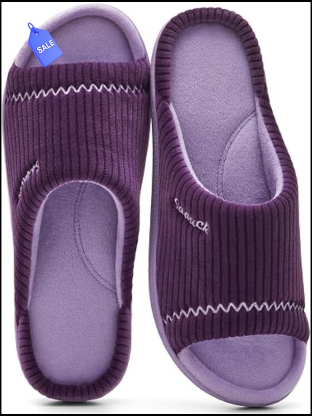 Women's Comfy Open Toe House Slippers with Arch Support Non-Slip TPR Sole